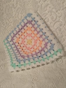 Handmade Rainbow Cuddly Comfort Carry Afghan 23 by 23 Inches tblbj1 - Picture 1 of 12