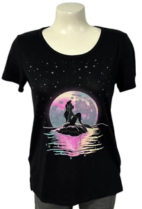 Disney Women's Shirt Black Graphics - Juniors Size L The Little Mermaid - Picture 1 of 8