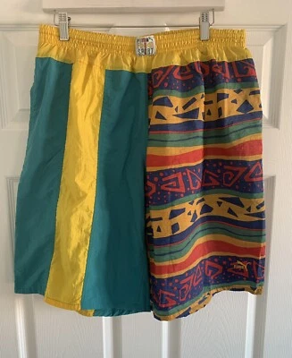 Pantalones Cortos Vintage Puma For Sport Para Hombre Talla XL Retro Natación Algodón Forrado Colorido Foto 1 de 4