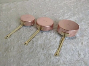 Vintage Copper And Brass Measuring Cups Set Of 3: 1/4 Cup 1/2 Cup 3/4 Cup - Picture 1 of 5
