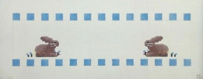 Associated Talent AT needlepoint HP Bunnies blue birth announement DC112 14 mesh - Image 1 of 4