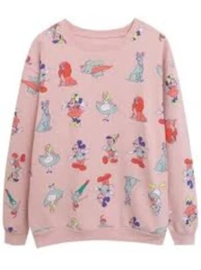 Disney 100 Pink Classic Characters Sweatshirt Girls L (11-13) Crewneck - Picture 1 of 8