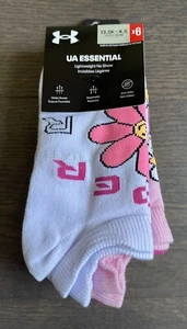 Under Armor Girls UA Essential No Show Socks - 1332984-106 - 6 Pack - NWT - Picture 1 of 4