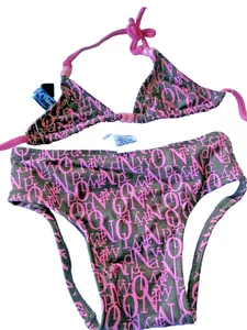 Traje de baño para niñas de dos piezas azul marino antiguo talla 18-24 meses NUEVO - Imagen 1 de 2