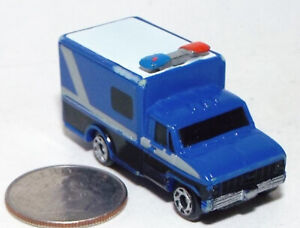 Small Micro Machine Police Ford Box Truck in Blue & Black