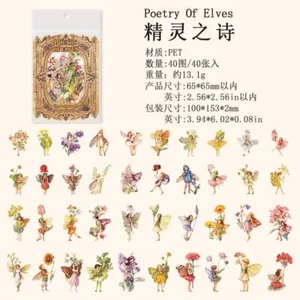 Vintage PET Stickers Flowers Fairy Butterfly Journals Card Scrapbooking Collage - Picture 1 of 12
