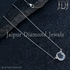 925 Sterling Silver Polki Diamond Pendant Necklace Fine Jewelry MOTHERS DAY GIFT - Picture 1 of 5