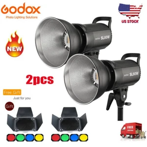 2pcs Godox SL-60W 5600K Studio LED Video Light Continuous Light With Remote - Picture 1 of 7