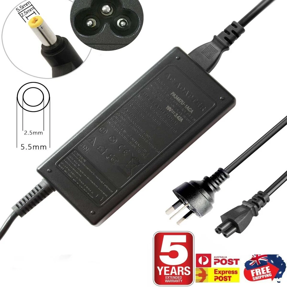 19v 3.42A AC Power Supply 19 Volt Adapter Charger LCD Screen 5.5x2.5mm +AU Cord - image 1 of 4