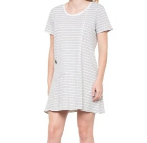Neon Buddha Women’s Mojave Dress Striped Grey White Size L - Picture 1 of 2