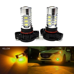 2x H16 5202 LED Bulbs High Power DRL SMD 5730 Fog Light Projector Golden Yellow - Picture 1 of 11