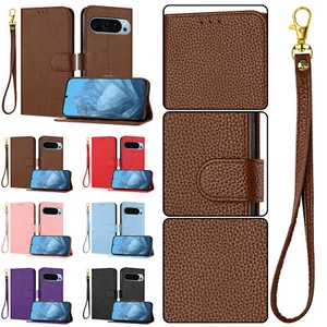 Litchi Pattern PU Leather Flip Wallet Case For Google Pixel 9A/9 Pro XL/9Pro/8/7 - Picture 1 of 36