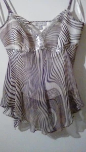 D-U-S-K Resort wear Pure Silk "Zebra" Strappy Top sz12. Gorgeous and Different! - Picture 1 of 10