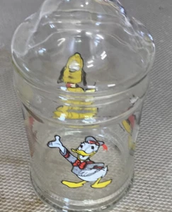 VINTAGE Walt Disney Productions Glass Jar Candy apothecary Pluto Donald Minnie - Picture 1 of 8