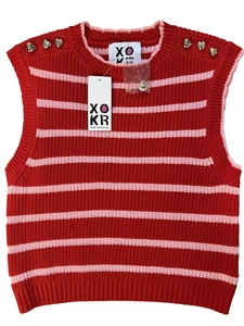 Maglione Kerri Rosenthal donna gilet con applicazioni cuore taglia small righe rosse e rosa - Foto 1 di 5