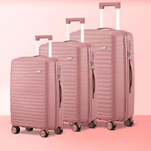 Mazam 3PCS Luggage Suitcase Trolley Set Travel TSA Lock Storage Pink PP Case - Picture 1 of 10