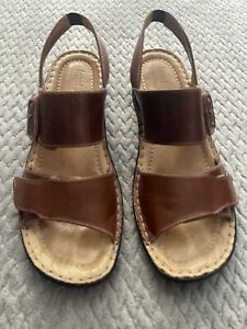 New ListingJosef Seibel Brown Leather Slingback Sandals Size 8-8.5Us /39 Strappy Open Toe