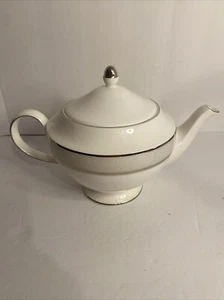 WEDGWOOD MARTHA STEWART Tea Pot RIBBON STRIPE Silver ***Read - Bild 1 von 9