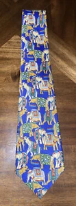 Elephant 100% Silk Tie By Next Blue Background Tapestries - Picture 1 of 7