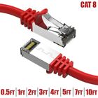 0,5-10FT CAT8 RJ45 Sieć LAN Ethernet SFTP Kabel krosowy 2GHz 40Gbps 26AWG Czerwony