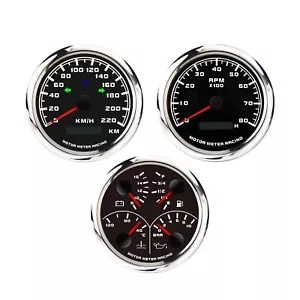 W PRO 85mm 3 Gauge Set GPS Speedometer 220 KMH Turn Signal High Beam Waterproof - Picture 1 of 13