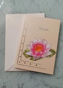 Selbst gebastelte Grußkarte, Perlmuttkarte, Danke, Einzelstück, Echte Handarbeit - Bild 1 von 4