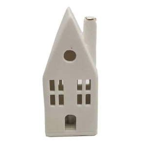 White Ceramic LED Circle House Small 14cm Christmas Ornament Decoration - Picture 1 of 1