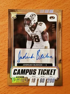 2021 Contenders Campus Ticket 255 Joshuah Bledsoe Missouri Rookie Auto #'d 38/99 - Image 1 of 2