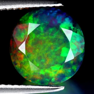 3.01 ct Topnotch Round (10 x 10 mm) Flashing 360 Degree Multicolor Black Opal - Picture 1 of 2