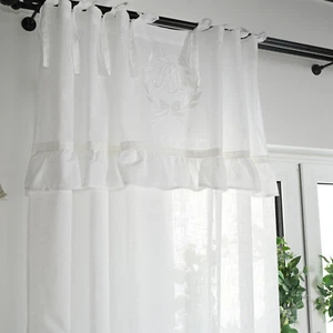 Mathilde weiß bestickt Gardine Vorhang Romantik Shabby Landhausstil Vorhänge - Bild 1 von 4