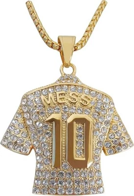 18K Gold-Plated No. 10 Soccer Jersey Necklace with Messi Pendant, 24" Chain - image 1 of 4