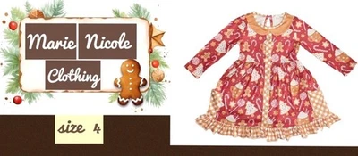 VESTIDO GIRATORIO MARIE NICOLE 4 NUEVO CON ETIQUETAS BRONCE GOLOSINAS MANGA LARGA CON VOLANTES Foto 1 de 4