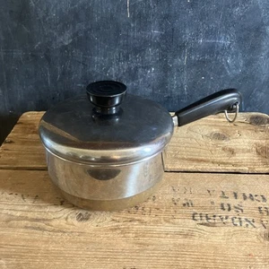 Vintage Revere Ware 1 Qt Saucepan w/ Lid Silver Copper Bottom 00-j Cookware - Picture 1 of 8