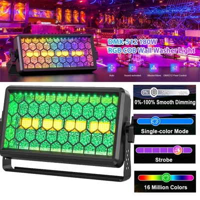 180W Golden COB LED Wall Wash Light RGB DMX512 Sound Active Strobe Effect - Image 1 of 4