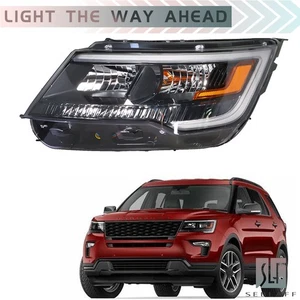 1PCS Left For Ford Explorer Sport 2016-2018 Headlight Halogen W/LED DRL Black - Picture 1 of 17