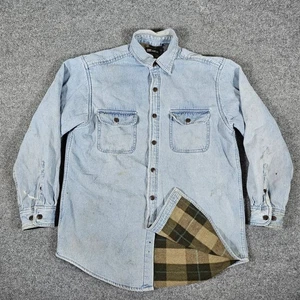 Faded Glory Herren Blau Denim Flanell Gefüttert Langarm Knopfleiste Hemd Gr. M Fehler - Bild 1 von 7