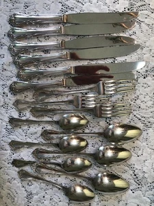 LOT Rogers ONEIDA CHALICE HARMONY SILVERPLATE FORKS SPOONS KNIVES 1958 - Picture 1 of 1