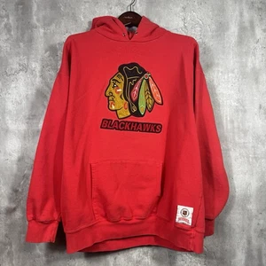 Felpa con cappuccio vintage Chicago Blackhawks uomo XL maglione rosso noce moscata - Foto 1 di 9