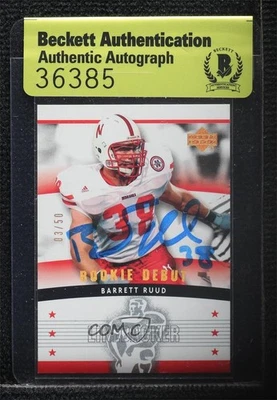 BAS 2005 Rookie Debut Gold Spectrum /50 Barrett Ruud Beckett Auth Sticker RC - Image 1 of 2