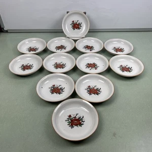 Vintage Enamelware Enamel Floral Flower Print Fruit Bowls Set Of 12 - Picture 1 of 4