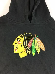 Chicago Blackhawks Youth M Black Cotton Blend Hoodie Old Time Hockey NHL - Picture 1 of 6