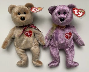 NEU TY Beanie Babys Set 1999 & 2000 Signature Bears neu mit Etikett *Fehler auf Etikett von 1999* - Bild 1 von 10