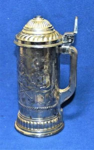 Vintage NOVA Germany Zinn Überfang Glas 7 1/2"h Deckel Bier Stein - Bild 1 von 3