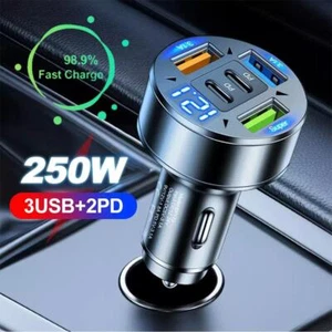 40W 5 Ports Car Charger Fast Charging PD QC 3.0 USB C Car Phone Charger Adapter∧ - Photo 1 sur 14