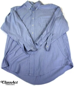 Vintage Brooks Brothers Dress Shirt Mens Blue Striped Makers Relaxed Fit 16.5 -3 - Picture 1 of 7