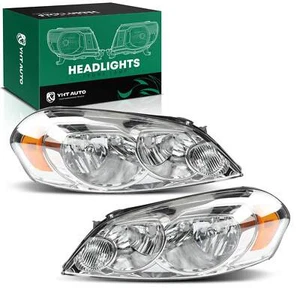 2Pcs Clear/Chrome Front Headlights Assembly for Chevy Impala 06-13 Monte Carlo - Picture 1 of 11