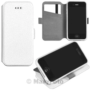 CUSTODIA BOOK COVER SILICONE FLIP CASE LIBRO ECO PELLE PER HUAWEI HONOR 5C WHITE - Foto 1 di 6