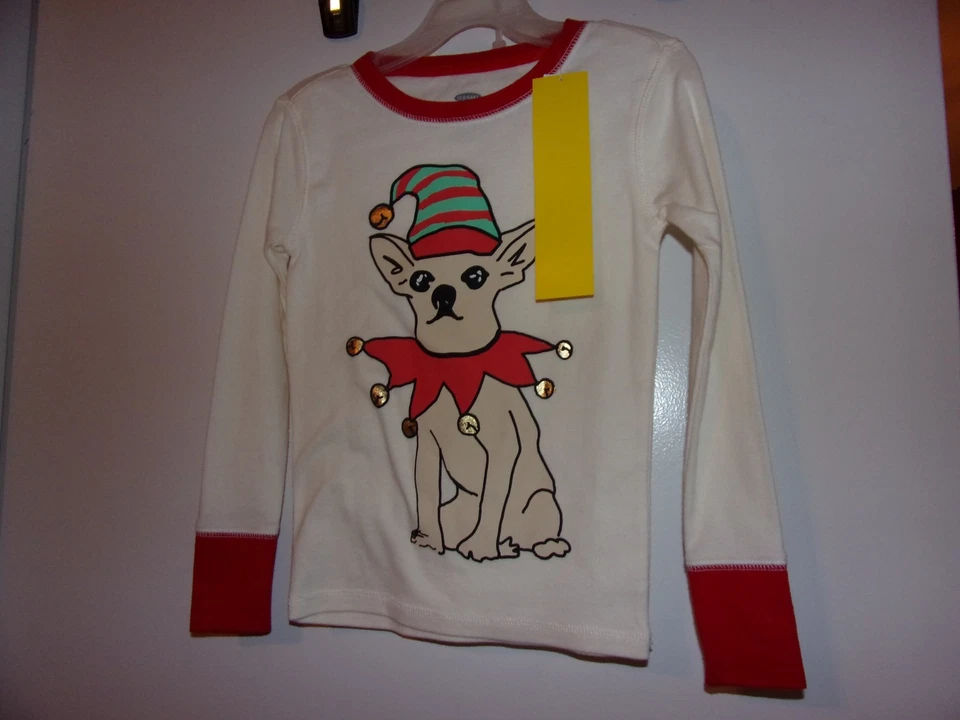 Top de pijama vintage azul marino, niños XS 5T regular manga larga Navidad perro / nuevo Foto 1 de 3