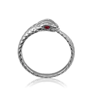 Sterling Silver Ouroboros Snake Ruby Ring - Picture 1 of 1