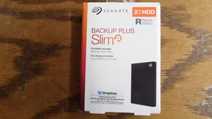 Seagate 2TB Backup Plus Slim Portable External Hard Drive USB 3.0, Black - Afbeelding 1 van 2
